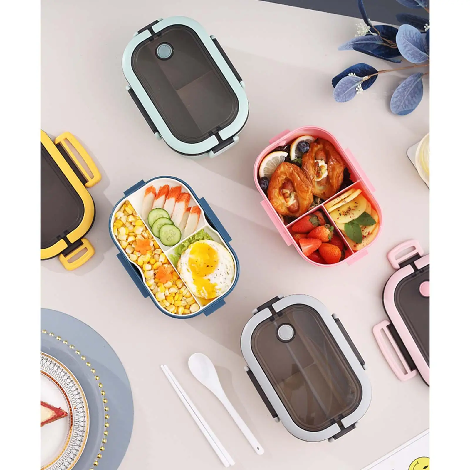 

Silicone Lunch Container 800ml with Handle Hot or Cold Food Storage Lunch Box Bento Box for Adults Kids Home Office School