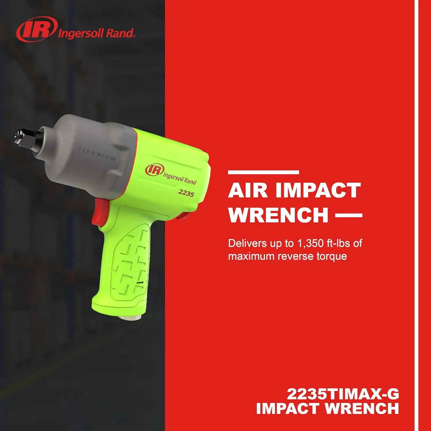 1/2” Drive Air Impact Wrench, 4.6 lb Design, Powerful Torque Output Up to 1,350 ft/lbs, Titanium Hammer Case,Hi-Visibility Red