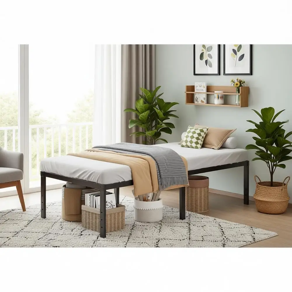 

18 Inch Twin XL Platform Bed - Heavy-Duty, No Box Spring, Easy Assembly, Noise-Free, Sturdy, Storage Space