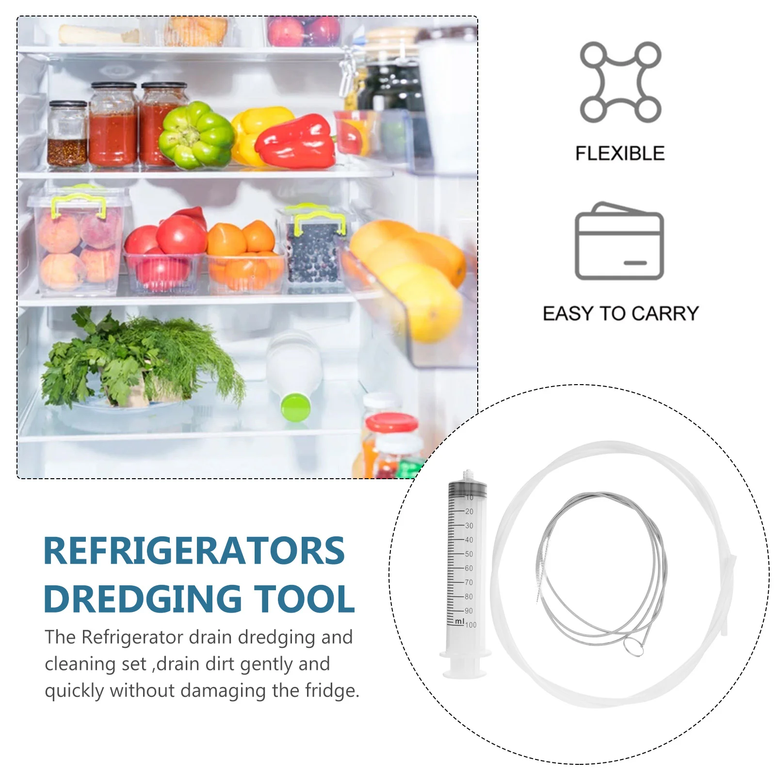 

1Set Refrigerator Drain Hole Clog Remover Cleaning Tool for Efficient Fridge Drain Dredging Odor and Leak Fix