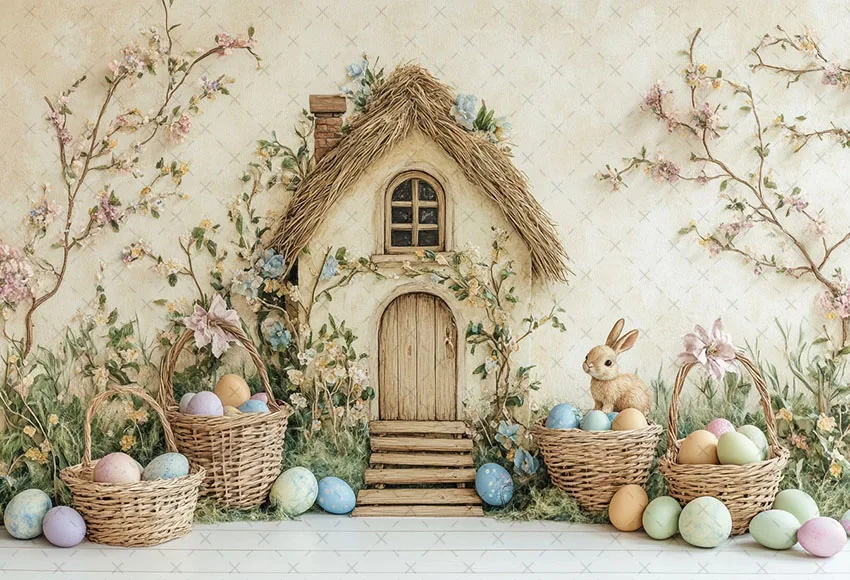 Mehofond التصوير خلفية الربيع عيد الفصح بوهو الأزهار منزل البيض الاطفال كعكة عيد ميلاد سحق صورة ديكور خلفية صور Studi