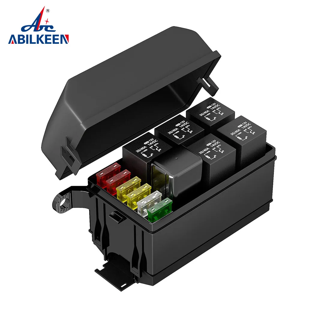 ABILKEEN 6Circuit ATC/ATO Blade Fuse+5Port 12V/24V 40A Relay+1 RTT7121 Relay Automotive Fuse Relay Combination Box for Car Boat