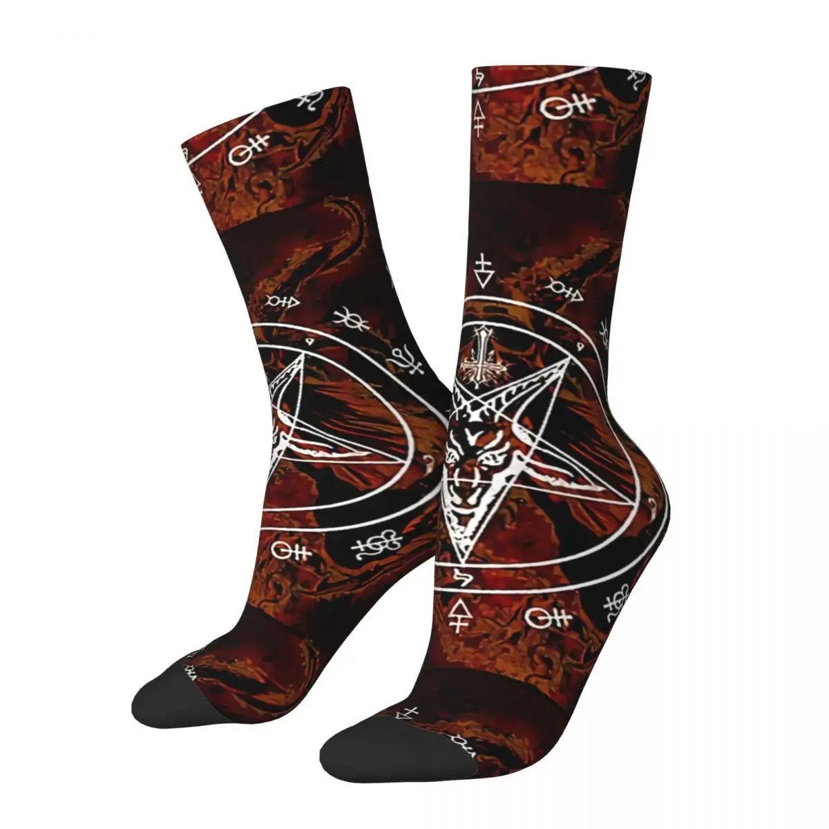 Men's Socks The Occult Of Baphomet Vintage Harajuku Black Metal Hip Hop Novelty Seamless Crew Crazy Sock Gift Printed