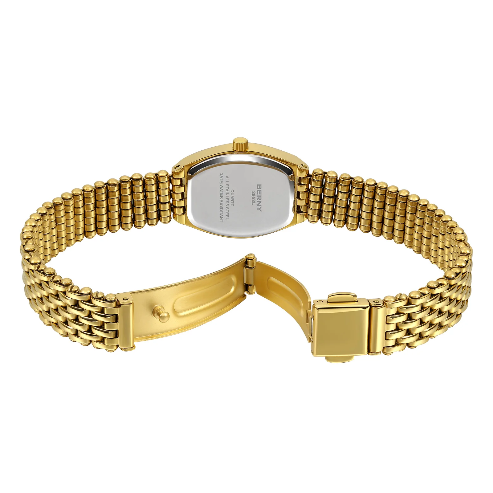 BERNY Gold Women's Watches Ultra-thin Luxury Elegant Ladies Quartz Watch Golden Stainless Steel Fashion Dress Wristwatch