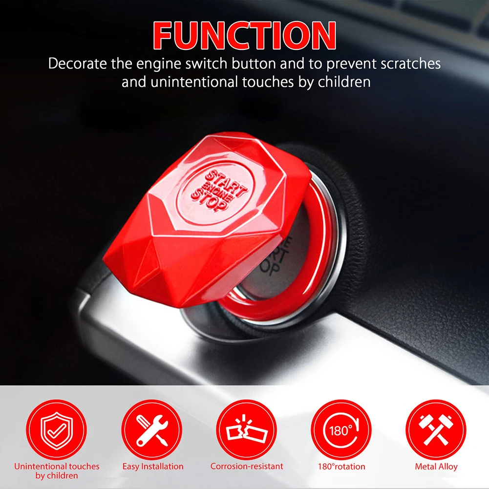 Engine Start Push Button Cover Ignition Switch Decorative Stickers Interior Modification Accessories Trim Universal red