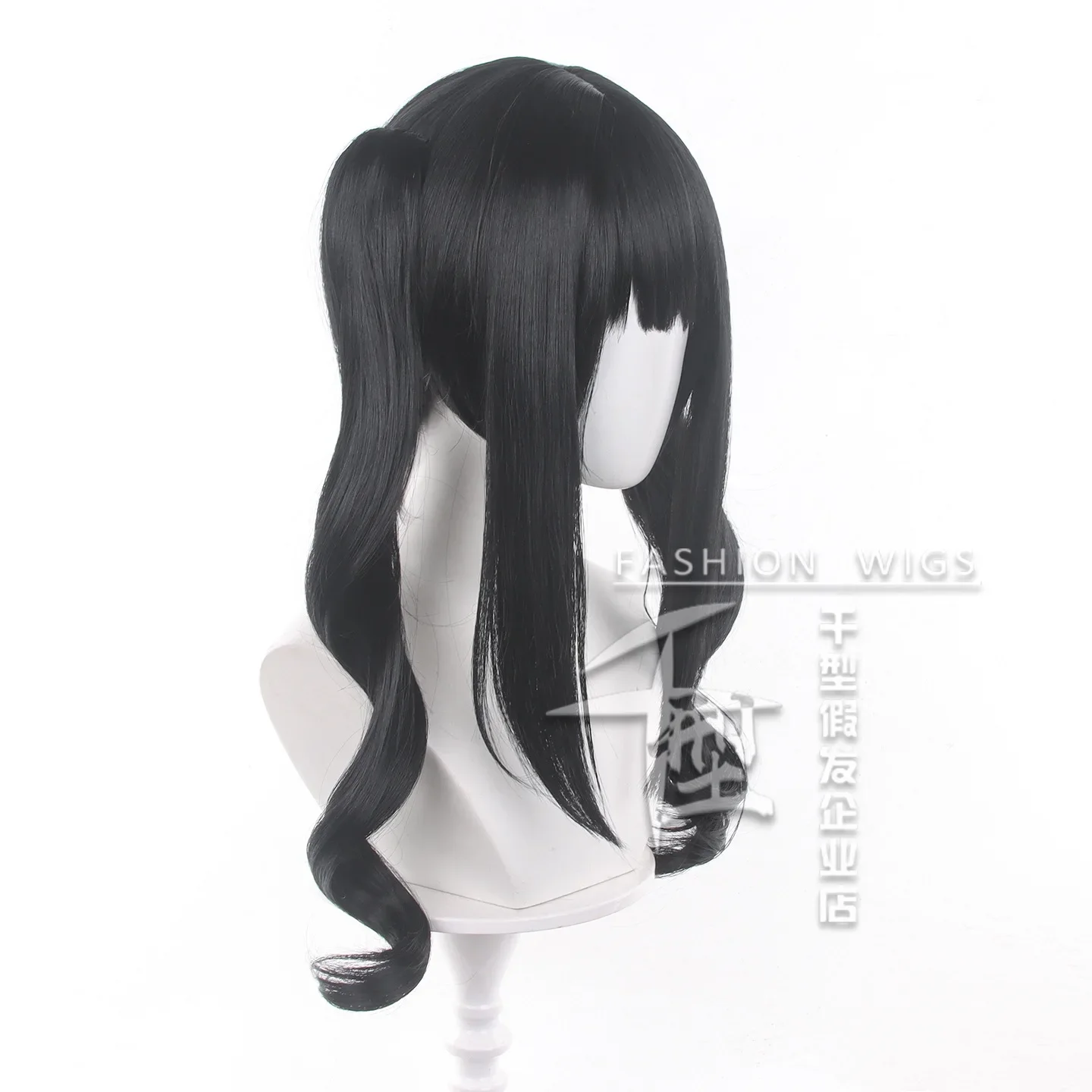 Game Magical Witch Trial Kurobe Nanoka Cosplay Wig Anime Long Black Curly Pigtails Blunt Bangs Wigs For Women Girls Carnival
