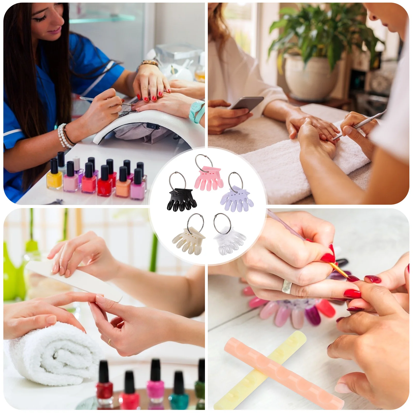 

5pcs Color False Polish Boards For Manicure Practice Nail Color Contrast Tools Display Tools Nail Art Supplies Salon