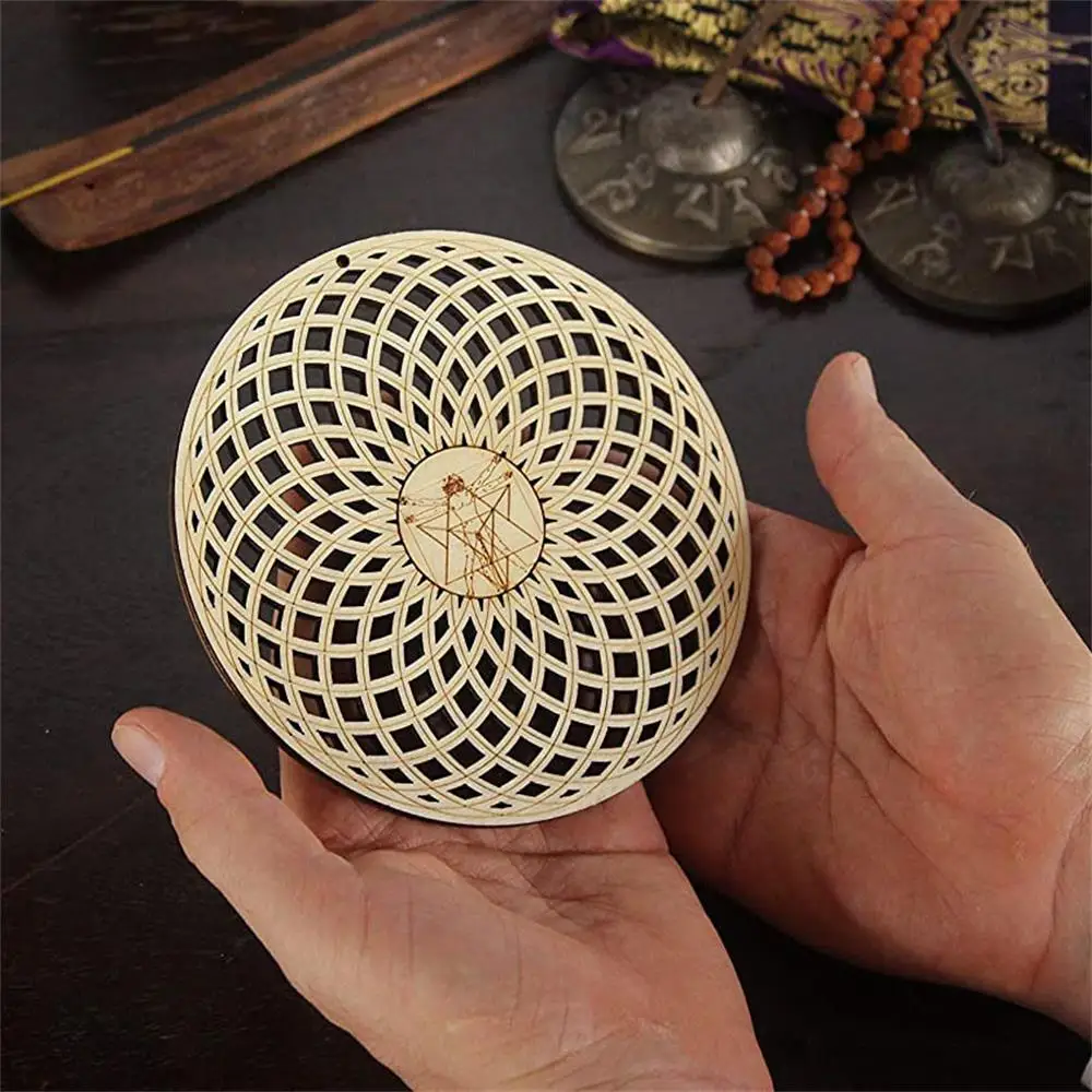 Handmade Coasters Home Wall Decor Laser Cut Flower of Life Shape Flower Of Life Energy Mat Slice Wood Base Wooden Wall Sign