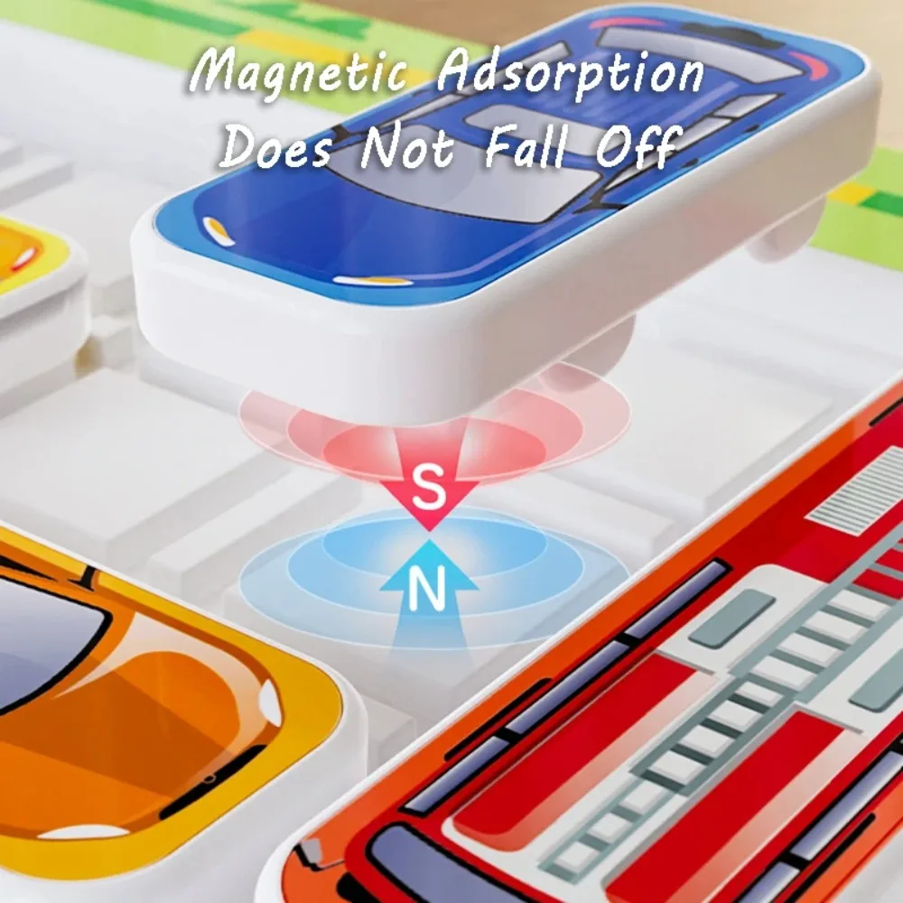 Montessori Car Magnetic Maze Toy Learning Cartoon Slide Car Puzzle Game Mini Educational Parking Lot Board Toy Development