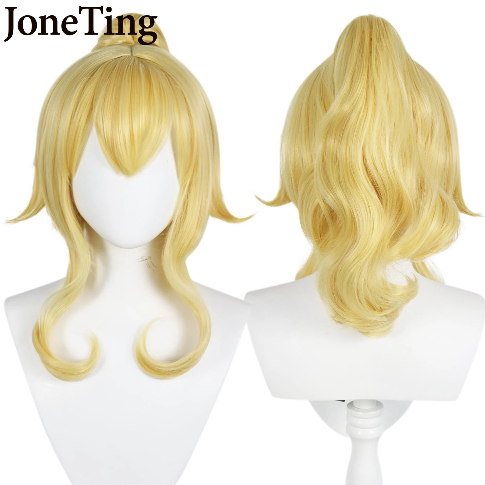 

JT Synthetic Jean Cosplay Wigs Game Genshin Impact Yellow Long Golden Ponytail with Bangs Anime Women Costume Halloween Party