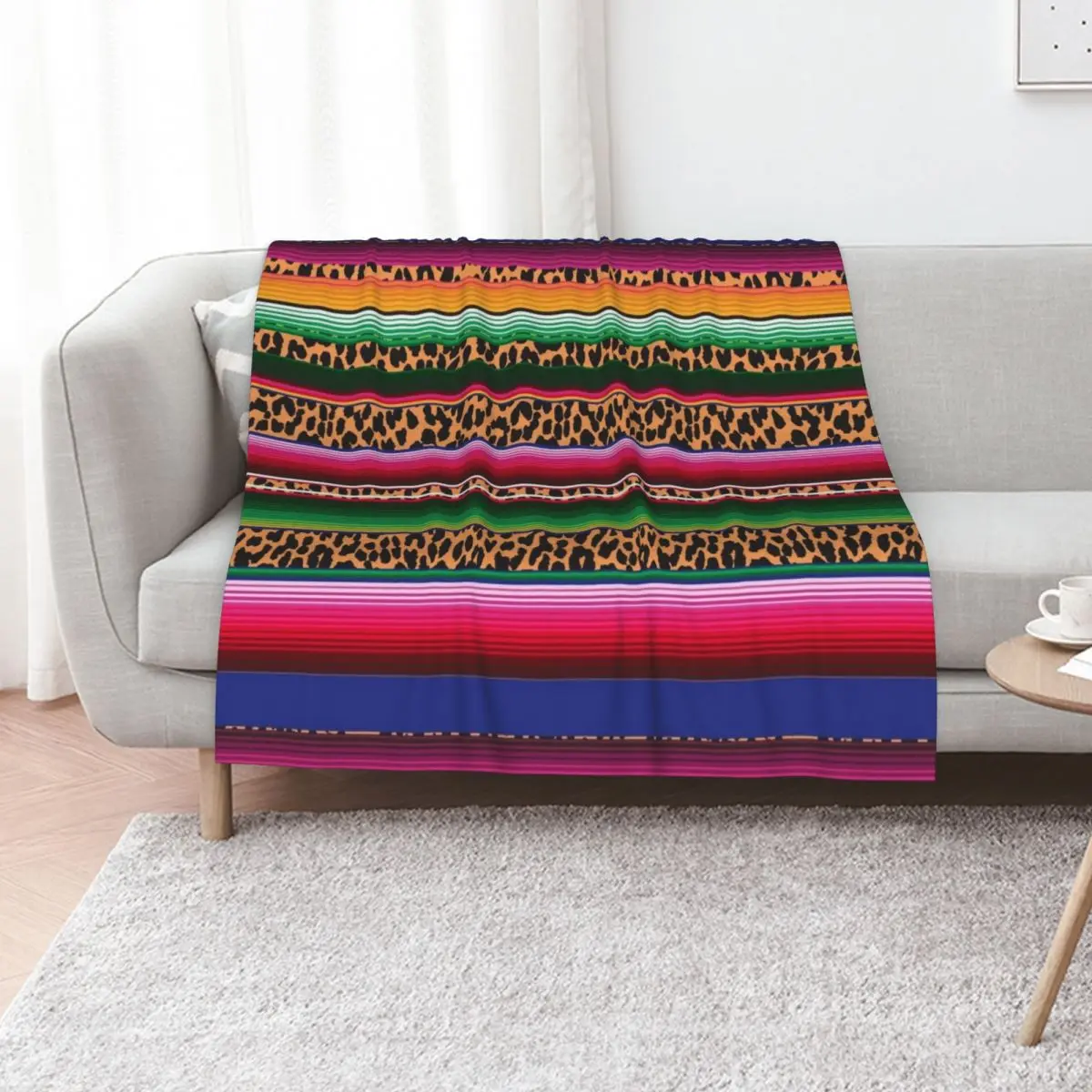 

Beautiful Mexican Serape and Leopard Print Throw Blanket Luxury Throw Moving Luxury Thicken sofa bed Blankets