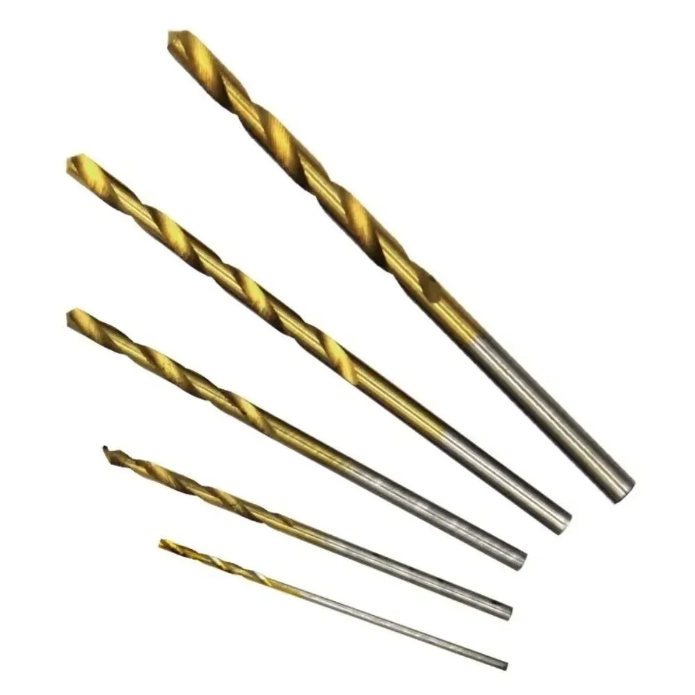 50 Buah/Set Mata Bor Putar Berlapis Titanium Pembuka Lubang Baja Kecepatan Tinggi untuk Pertukangan Kayu 1-3Mm Alat Pengeboran Baja Tahan Karat