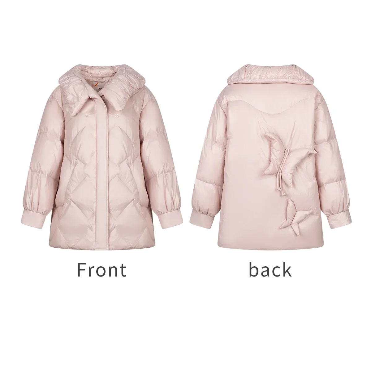 Eral Zip Up Padded Coat For Winter,good handfeel,windproof,warmth,duck down,well-fitting,lightweight,fashion,Winter,pink