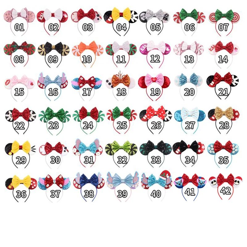 1 Stück Süßes Damen-Haarband Funkelnde Schleife Mickey Minnie Maus Ohren Prinzessinnen-Stirnband Valentinstag Party Weihnachts-Accessoires