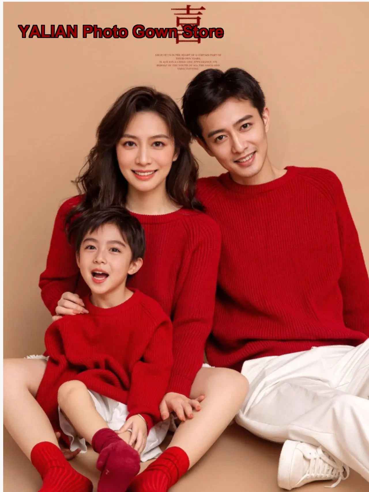 Family Three Autumn Winter Festive Parent-Child Outfit Mother Daughter Chic