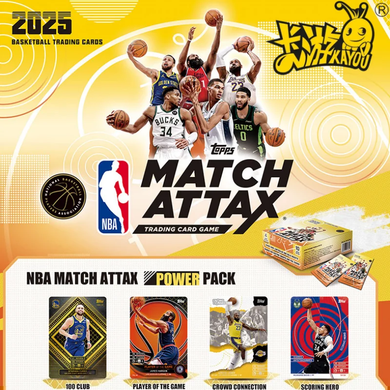 متوفر في المخزون الأصلي Kayou Topps Nba Star Card 2025 Nba Match Attax Card كرة السلة مباراة بطاقة لعبة Tcg جمع بطاقة حزمة الطاقة