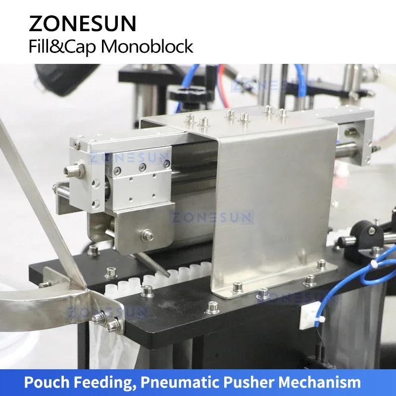 ZONESUN ZS-AFC12D Automatische Auslaufbeutel-Abfüllmaschine, Flüssigkeitsbeutelfüller, Versiegelung, Verpackung, Vibrationsschüssel, Futterspender, Doypack