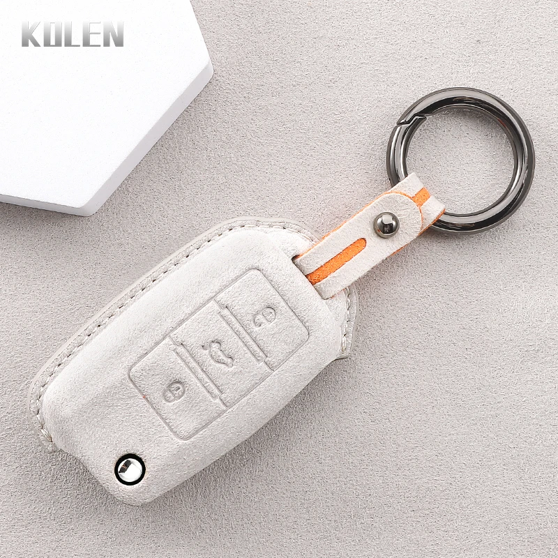 Leather Car Flip Key Case Cover Shell Fob For VW Volkswagen Polo Golf Passat Beetle Tiguan Seat Leon Altea Skoda Octavia Kodiaq