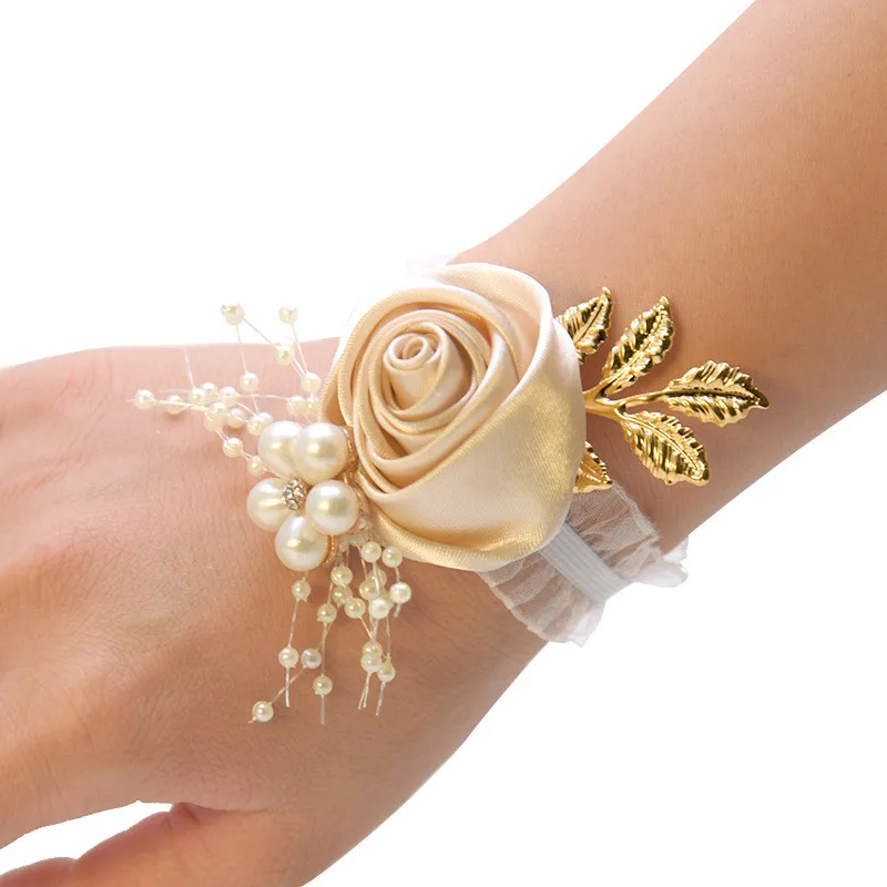 1PC Artificial Wrist Flower Bridesmaid Bracelet Sisters Hand Flowers Prom Wedding Accessories Gifts For Guests Bridal Corsage