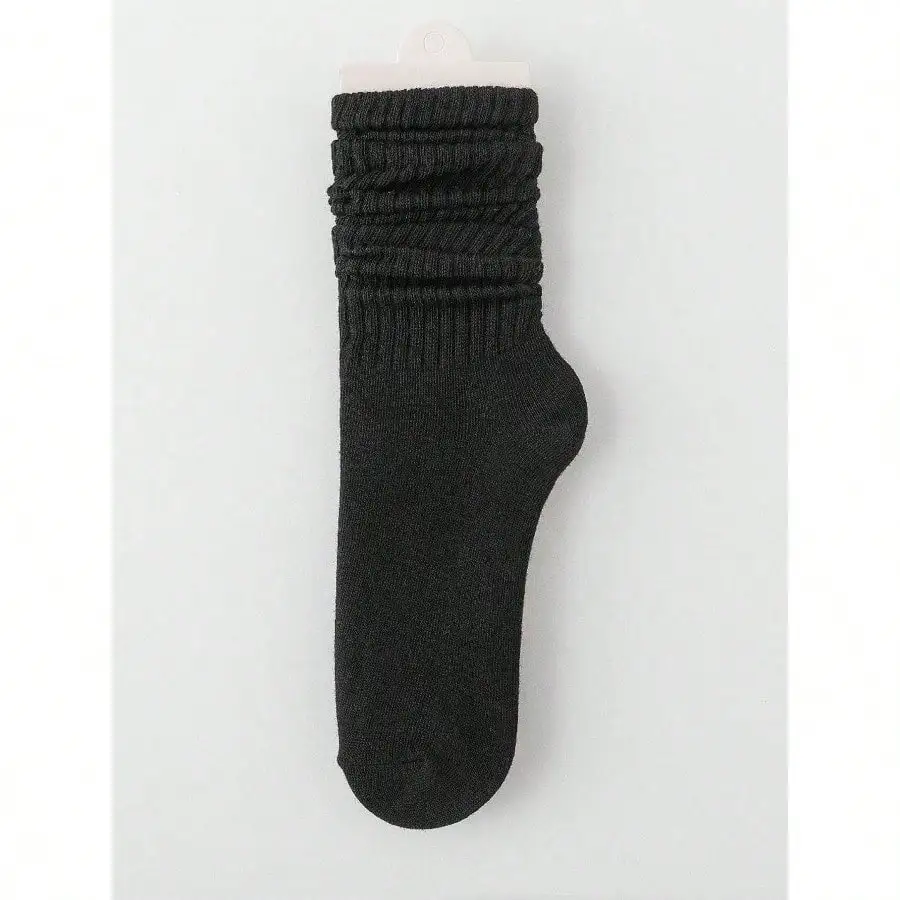 3 أزواج من الجوارب النسائية المحبوكة الرجعية - تصميم شتوي سميك أبيض ممتاز وفضفاض لمنتصف الساق مع أساور مضلعة مريحة