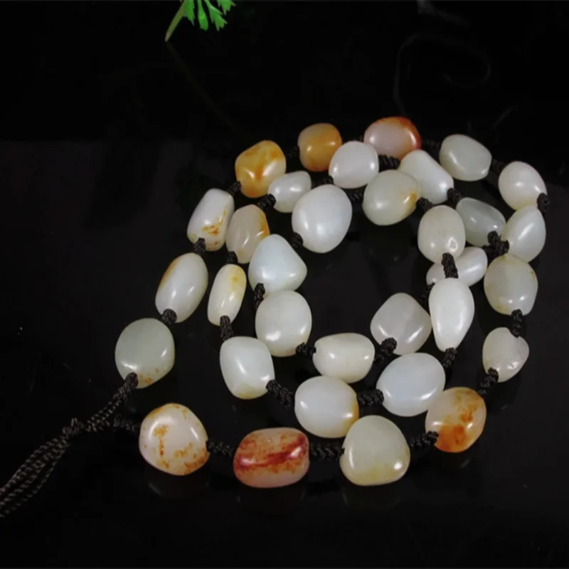 

Seed Material Stone Qingbai with Red Skin Hetian Jade Necklace Men and Women