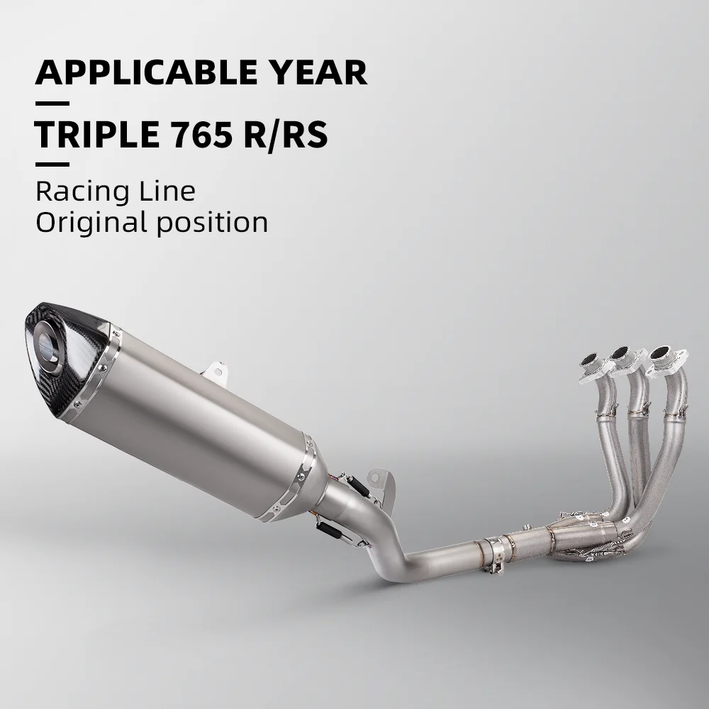 

Motorcycle Exhaust Pipe Street Triple 765 S R RS 2017-2024Full System Quality Titanium Alloy Middle Tail End Exhaust Link Pipe
