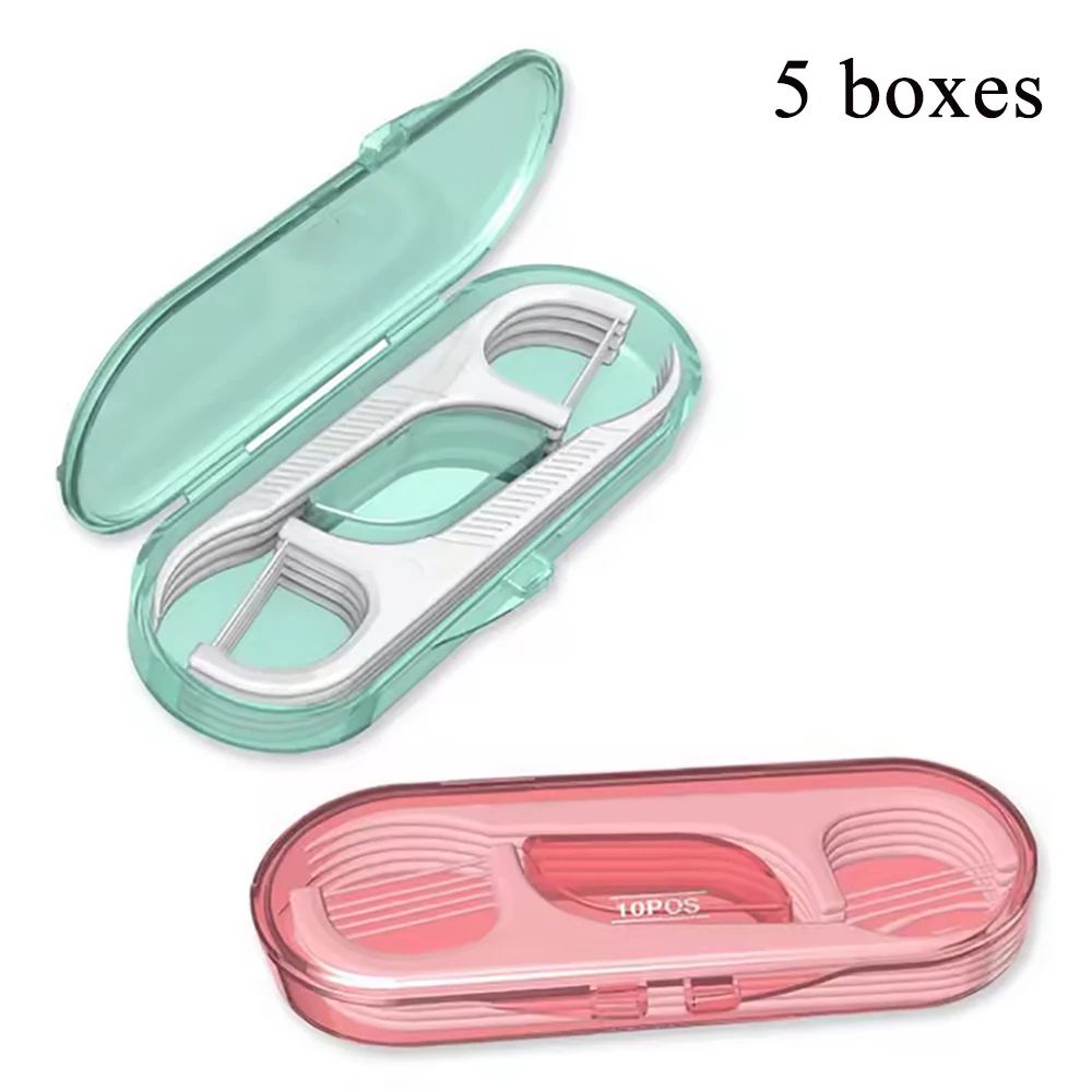 

5 Boxes Portable Floss Toothpick Box Toothpick Floss Storage Box Floss Toothpick Set Teeth Cleaner With Storage Tube Gift
