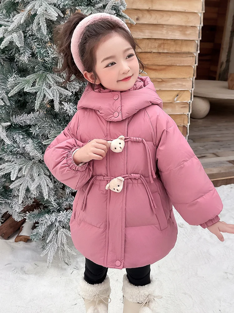 Cappotto invernale da ragazza in piumino Jaet Duling Quill coreano Sle taglio dritto lungo chiusura con cerniera Sve con cappuccio regolare L...
