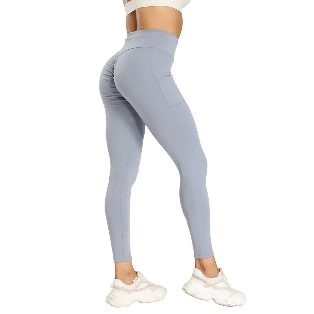 Woman Push Up Sexy Yoga Crotchless Leggings Pockets Fitness Gym Outdoor Sex Open Crotch Hot Pants Breathable Chasity Sportswear