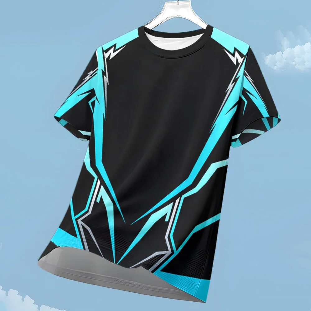 

Men Clothing Fashion Color Blocking 3D Print T Shirt Summer Casual Short Sleeve Outdoor Running Fitness Sports Men's T Shirts