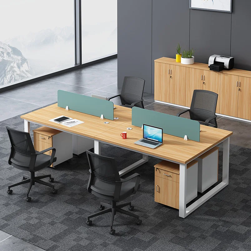 Shanghai staff desk is simple and modern, 6 four 4 people office area, screen workstation, staff face-to-face table and chair