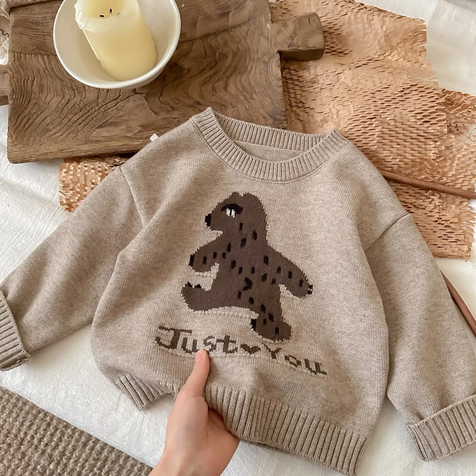 

​​2025 Fall Kids Sweater Cartoon Bear Print Korean Style Fashion Top Unisex Boys Girls Baby Knit Long Sleeve Sweater