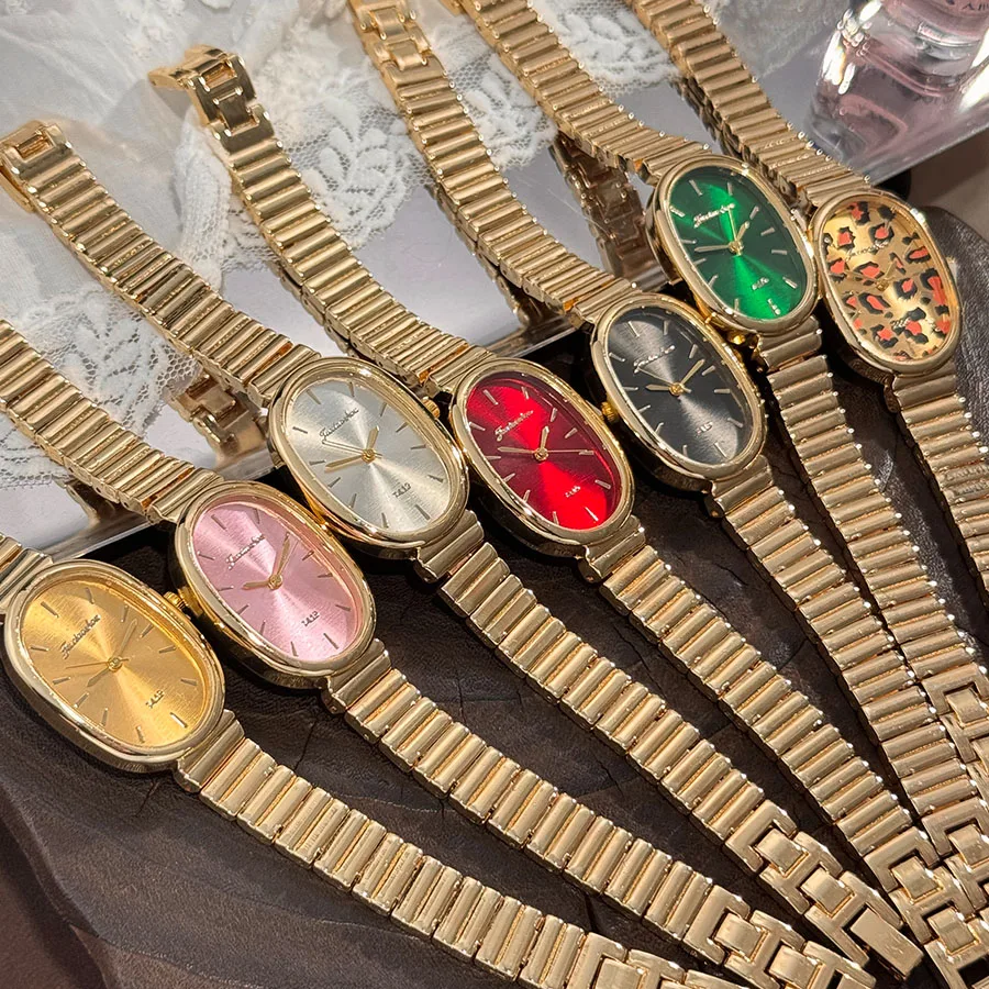 ساعة كوارتز بيضاوية عصرية جديدة للسيدات باللون الذهبي القديم، ساعة ذهبية صغيرة أنيقة، ساعة عصرية راقية للنساء #5