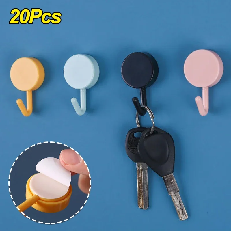 10/20PCS Strong Adhesive Wall Hook Punch-free Keys Towel Bag Door Hanger Holder Kitchen Bathroom Home Organizer Hanging Hooks