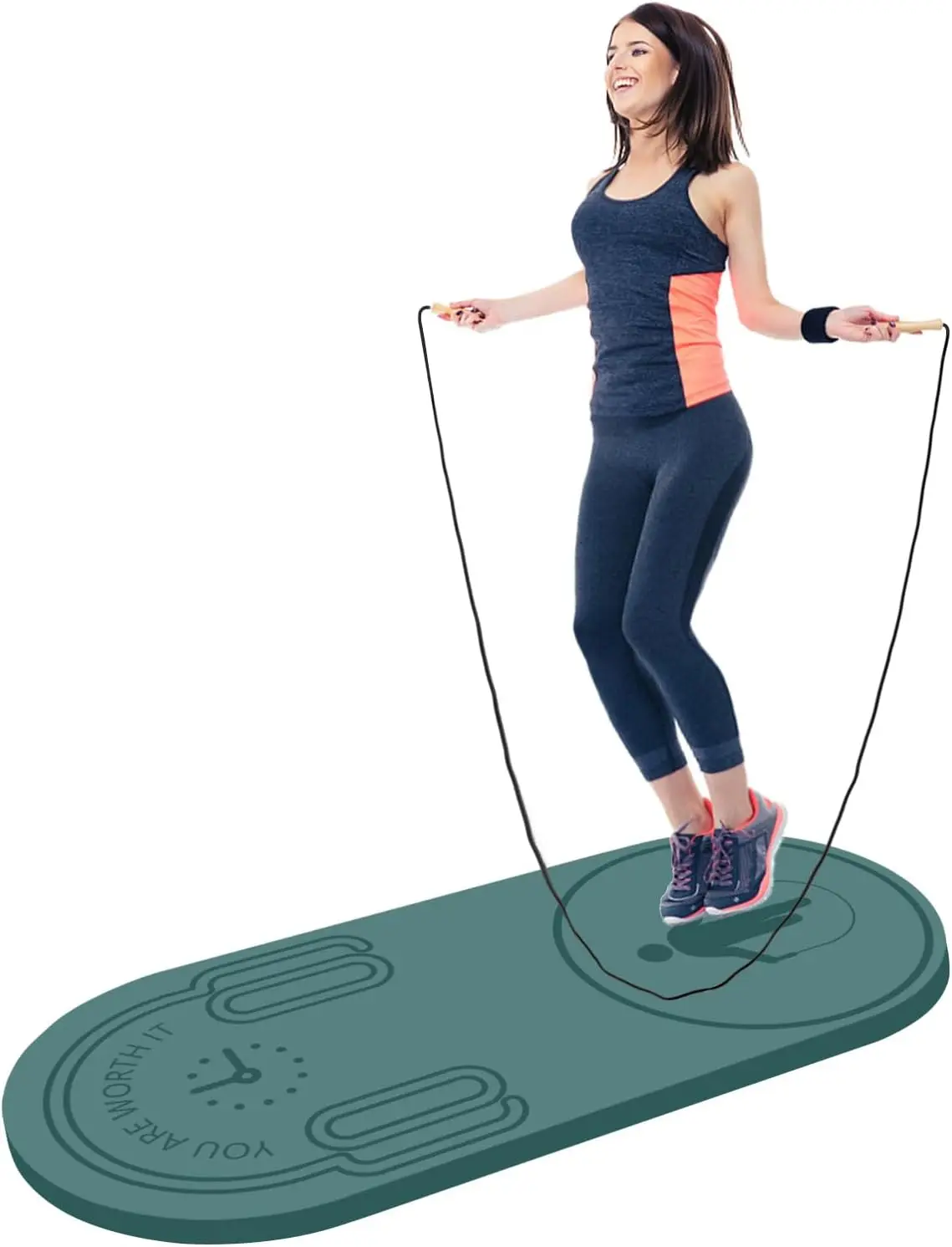 

20mm Thick Jump Rope Exercise Mat with Non-Slip Surface, Carrying Bag & Rope for Home Gym