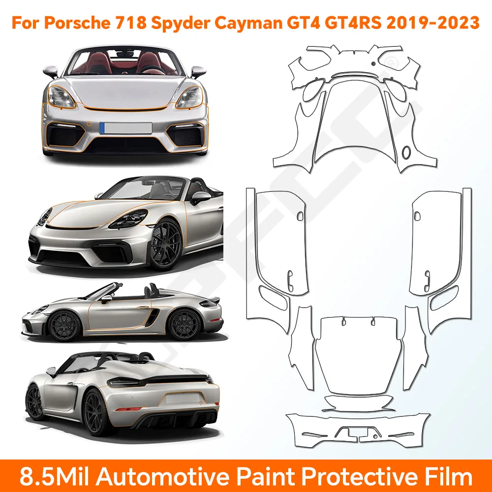 

9mil For Porsche 718 Spyder Cayman GT4 GT4RS 2019-2023 Paint Protection Film Pre-cut Clear PPF Car Body Anti-scratch Resistant