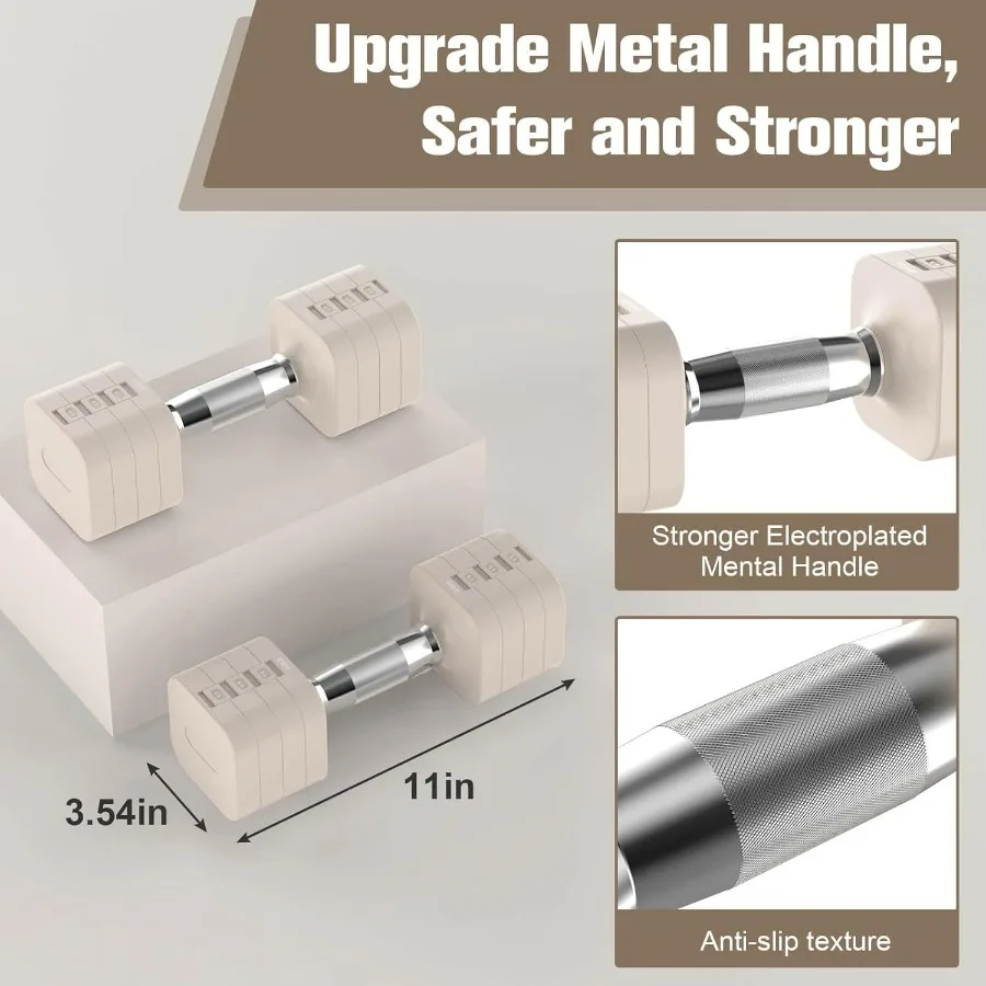 مجموعة دمبل قابلة للتعديل 22 رطل، دمبل وزن قابل للتعديل مع 4 مستويات 4.4 رطل، 6.6 رطل، 8.8 رطل، 11 رطل، مجموعات أوزان يدوية للنساء #4