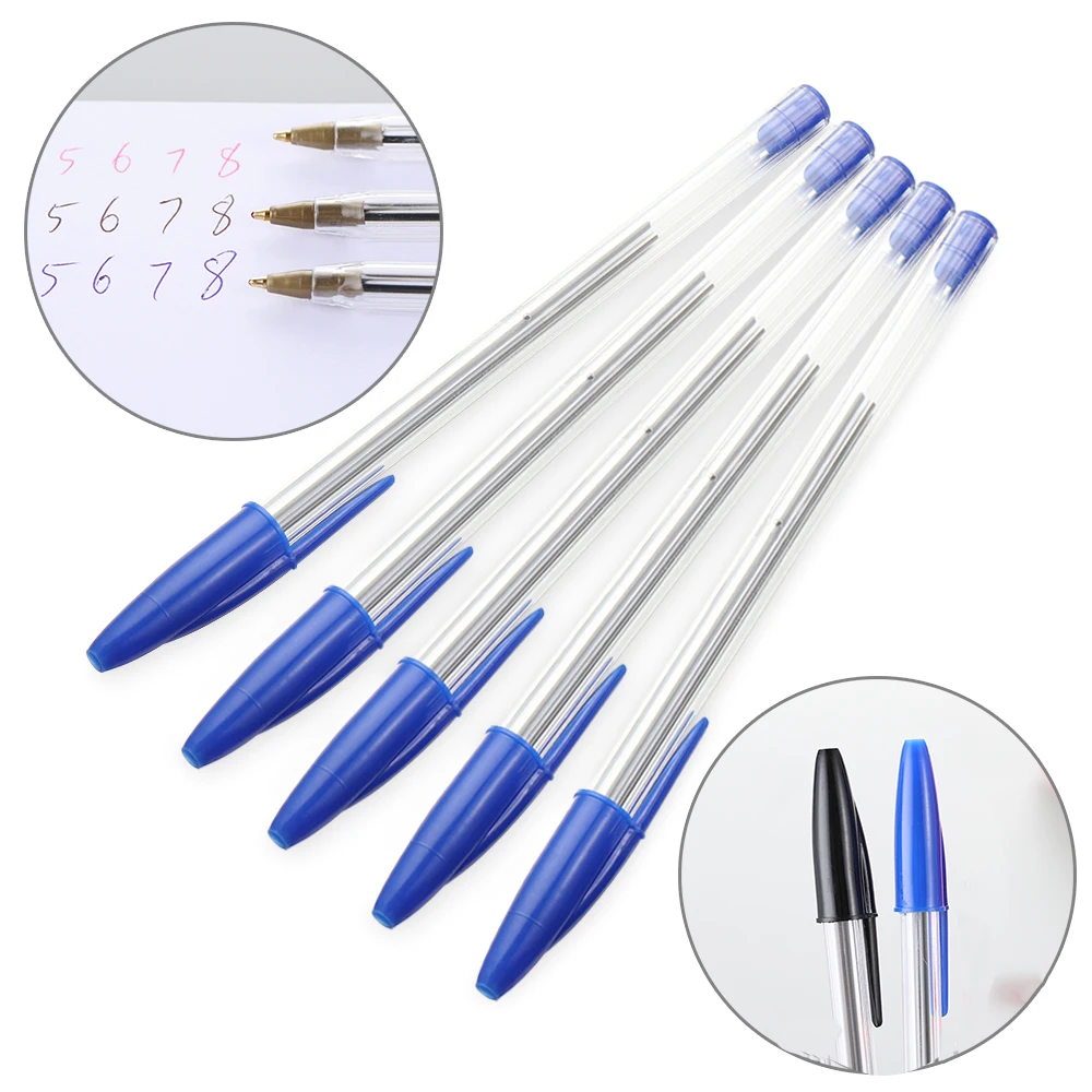 5/10 Pcs 1.0mm Ballpoint Pens Blue Black Plastic Ball Point Pens Student Gift School Office Supplies Long Lasting Smooth Writing