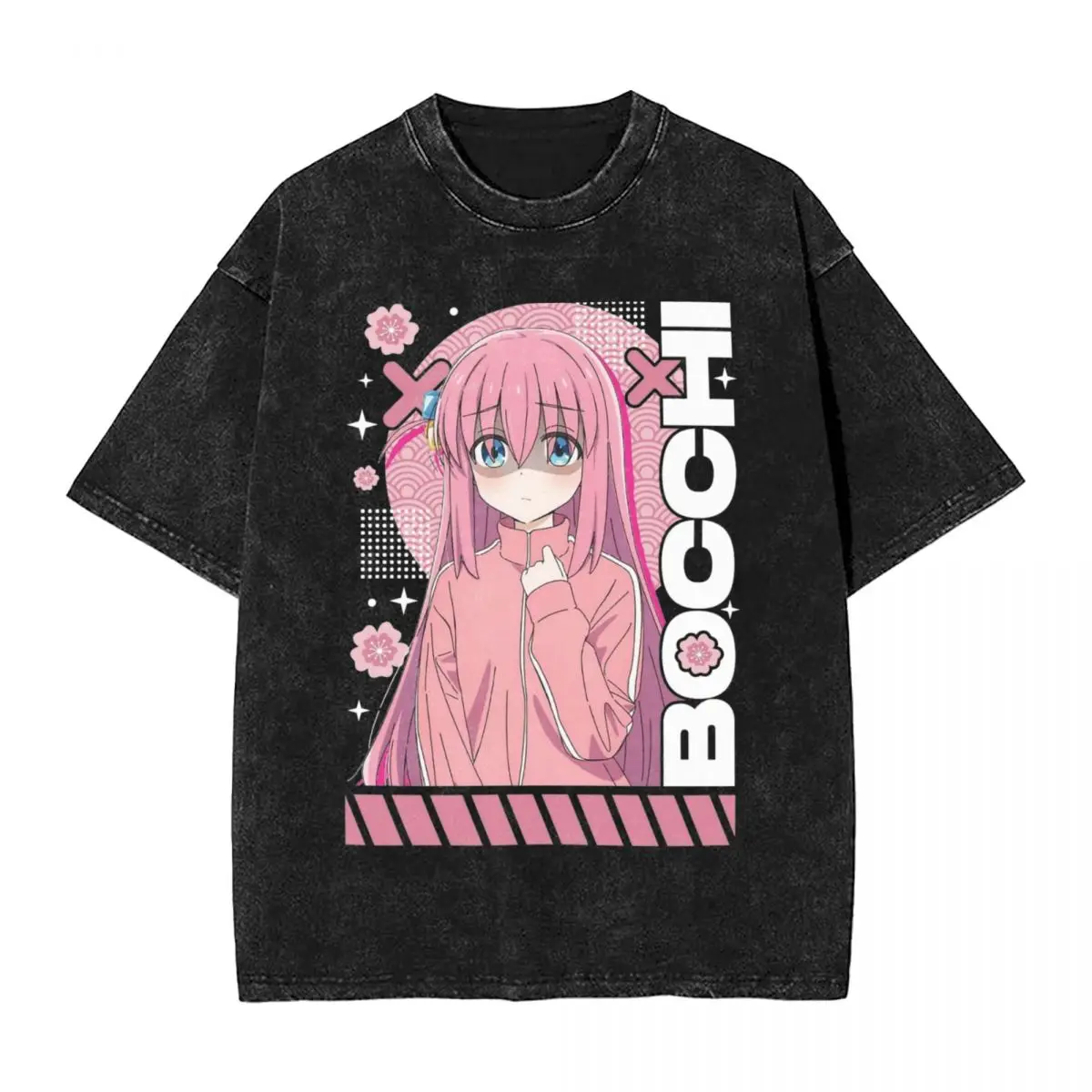 Bocchi The Rock T Shirt Hip Hop Washed Short Sleeve Harajuku T-Shirts Waifu Girl Cool Men Tops Streetwear Graphic Printed Tees