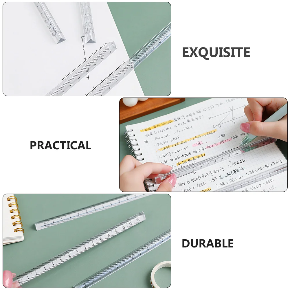 6 Pcs Student Drawing Clear Plastic Clear Ruler School Stationery Plastic Teaching Teaching Ruler Aid