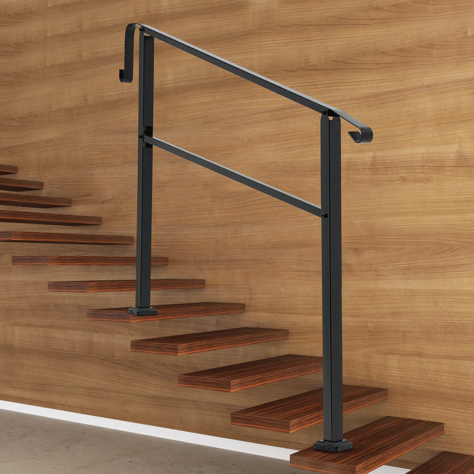 Modern Free Standing Spray Molding Carbon Steel Handrails for Outdoor, Staircase Handrail, 5-Step Handrail