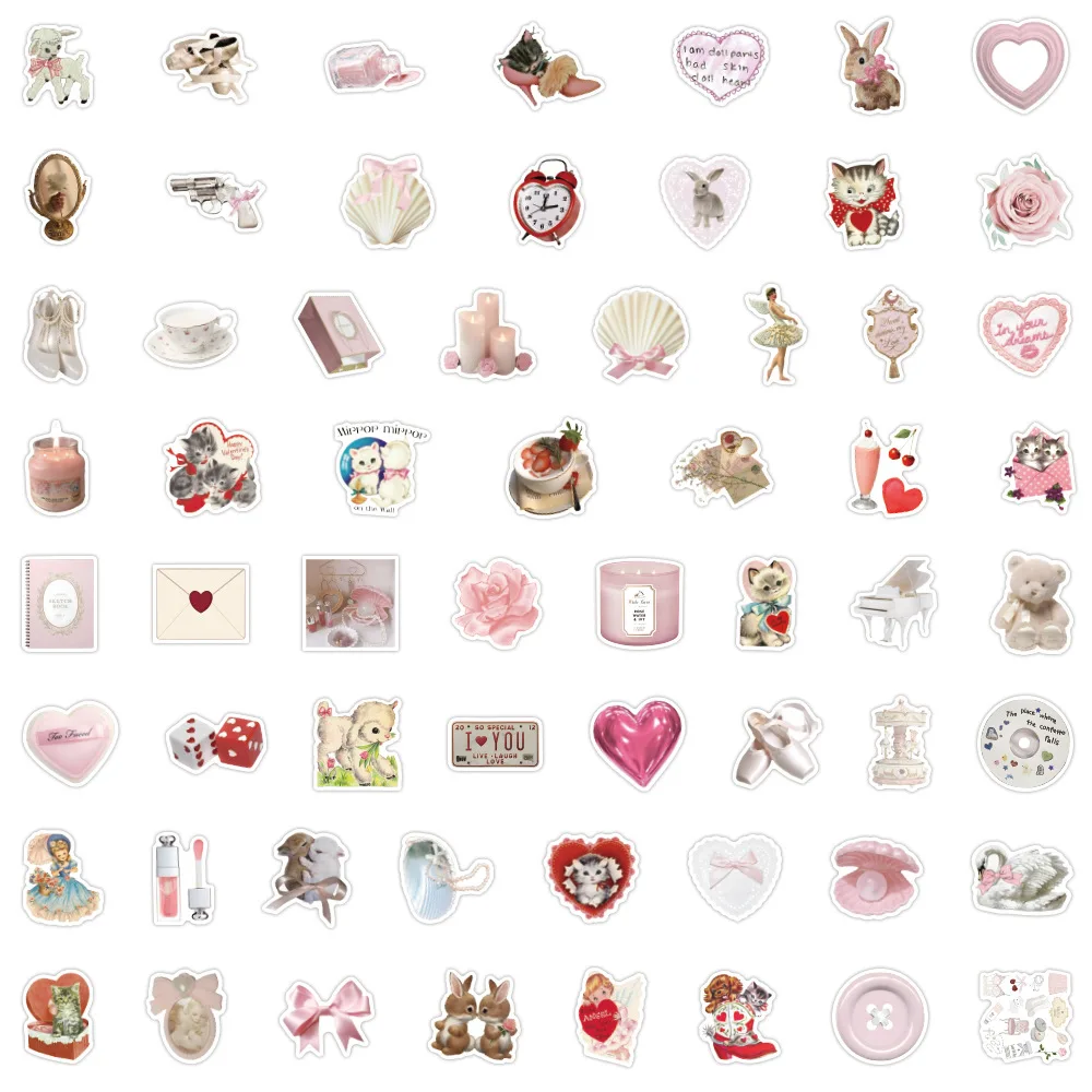 

60/120PCS INS Style Pink Cute Coquette Cartoon Stickers Aesthetic Decals Toy DIY Suitcase Guitar Laptop Girl Sticker Gifts