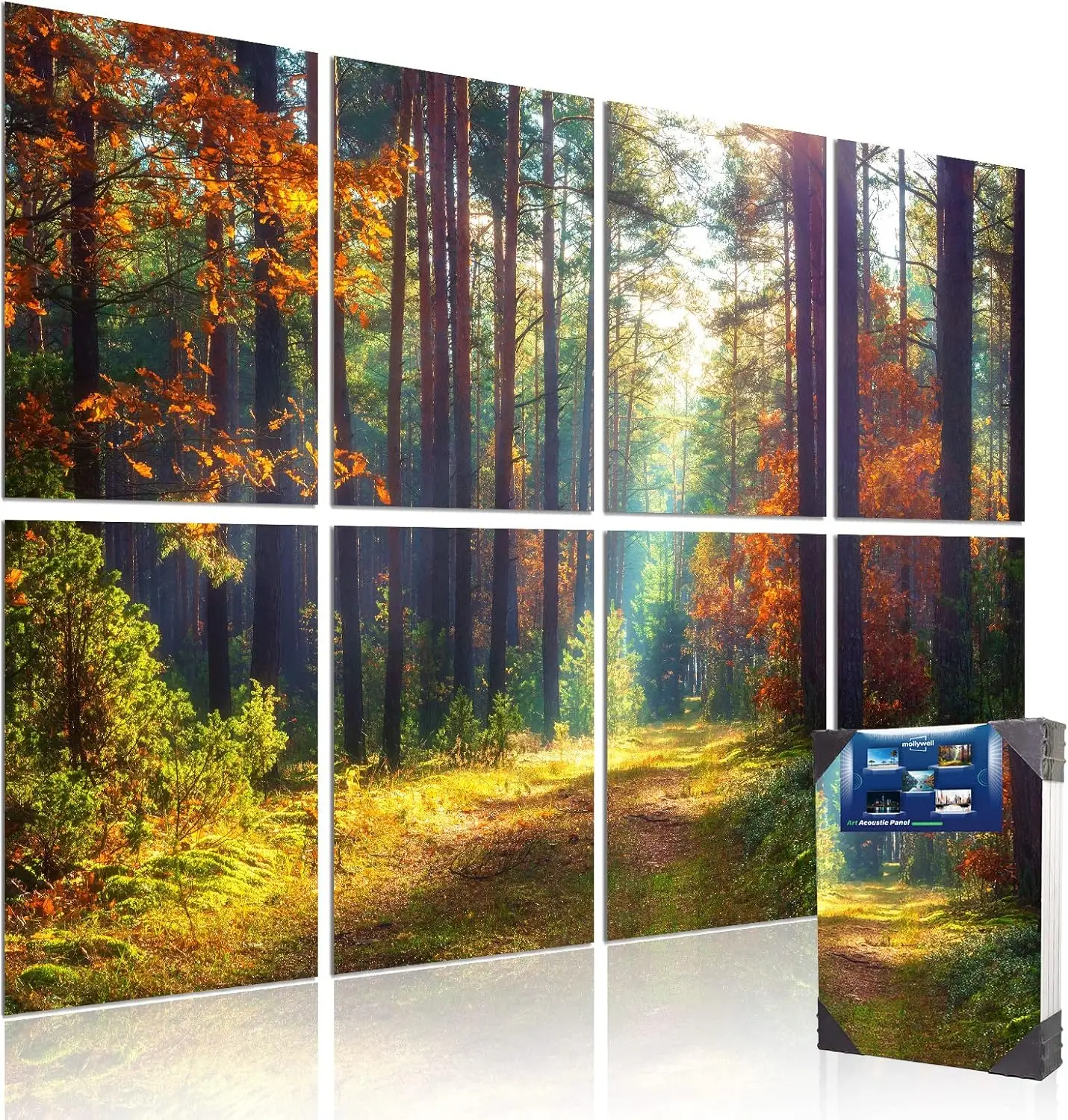 

Акустические панели Forest Autumn для звукоизоляции и декора стен, природный дизайн интерьера, 48x32x0.4 дюйма
