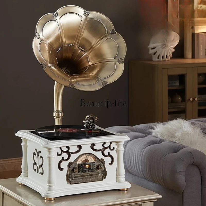 Light phonograph retro European living room antique audio solid wood CD vinyl integrated vinyl record player