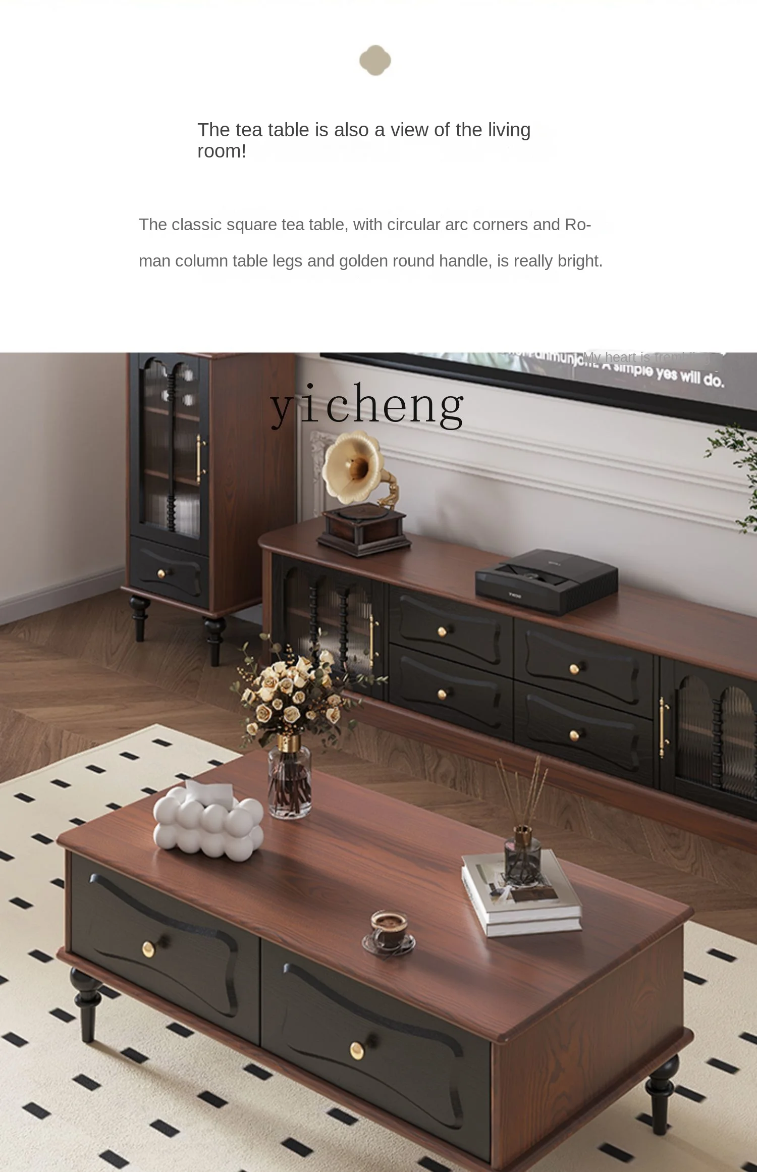 Zc Vintage Solid Wood Coffee Table Living Room Home Small Table Square Coffee Table