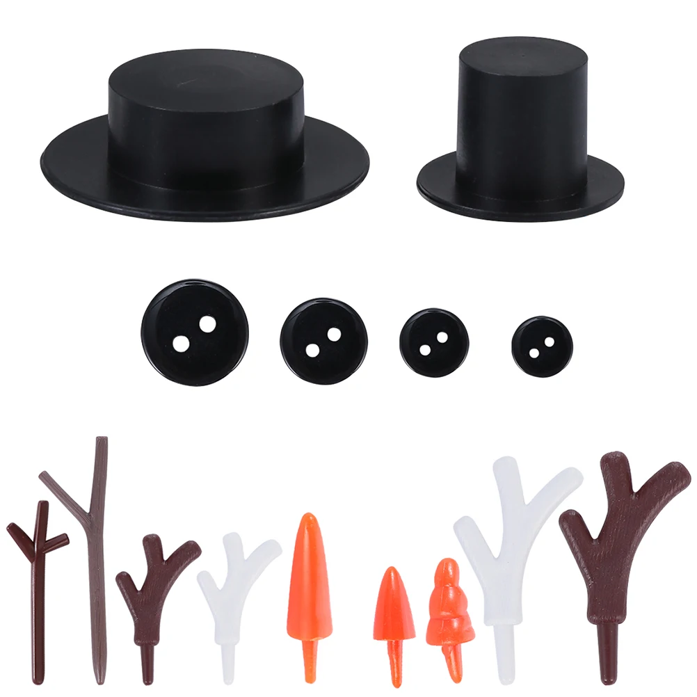 

Plastic Snowman Crafts Set Mini Hat Figurine Brown Child Xmas DIY Kit Christmas Decor Accessories Bell Hanging nament