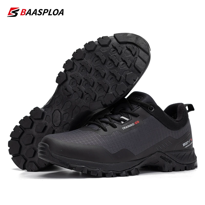 Baasploa New Man's Hiking Shoes Fashion Waterproof Male Outdoor Sneakers Comfortable Shoes Men Anti-Slip Wear-Resistant Footwear