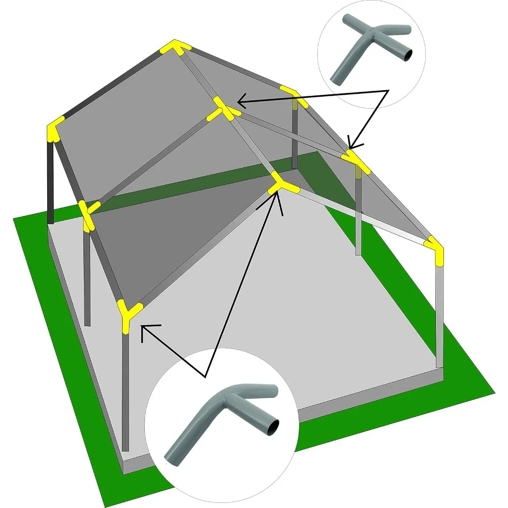 Kit di raccordi per tettoia regolabili in acciaio resistente per carport con telaio ad alto picco, riparo esterno, connettori da 1 3/8 di pollice