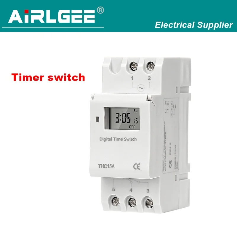 THC-15A DC24V AC220V DIN Rail Mounted Electronic Weekly Timer Reset Digital Programmable Timer Switch