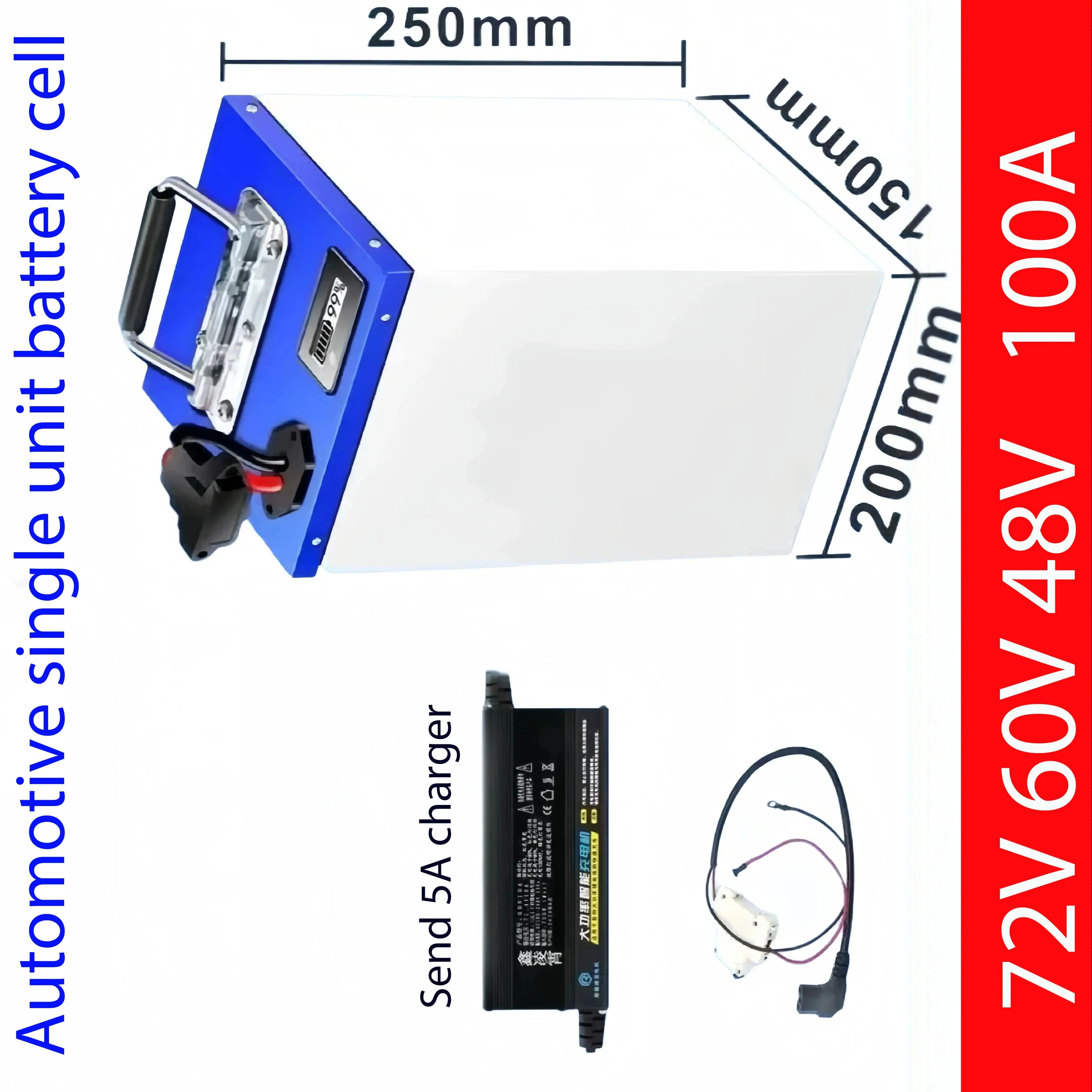 

100Ah 72Volt 60 Volt 48 Volt Lithium ion Battery Motorcycle Battery Pack for 500-2000W Moped/Tricycle Motor with Charger
